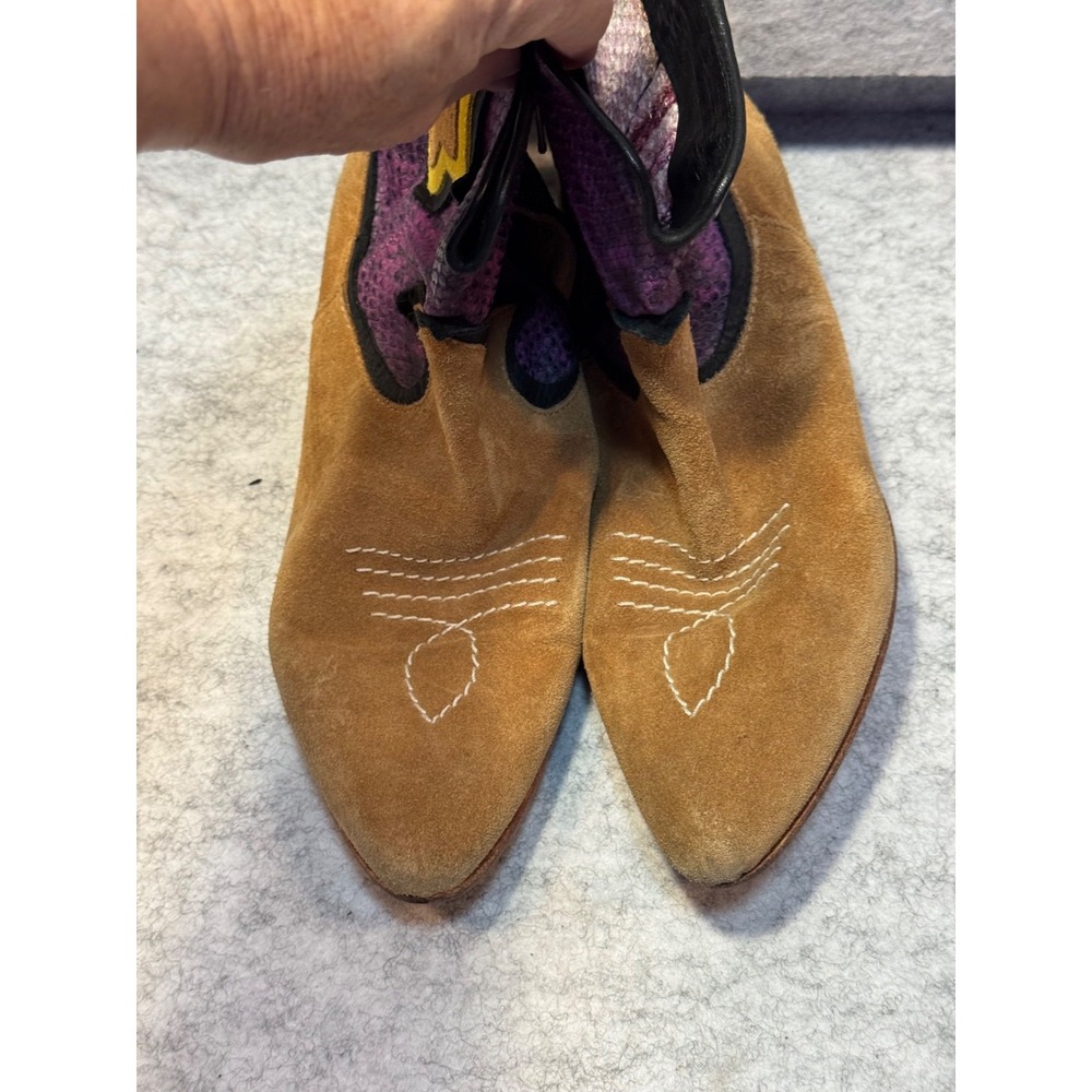 Vero Cuoio Western Cowgirl Boots Purple Suede Made in Italy 40 Rodeo Booties